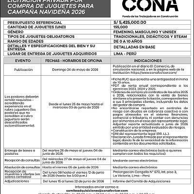 LICITACIÓN PRIVADA POR COMPRA DE JUGUETES PARA CAMPAÑA NAVIDEÑA 2026